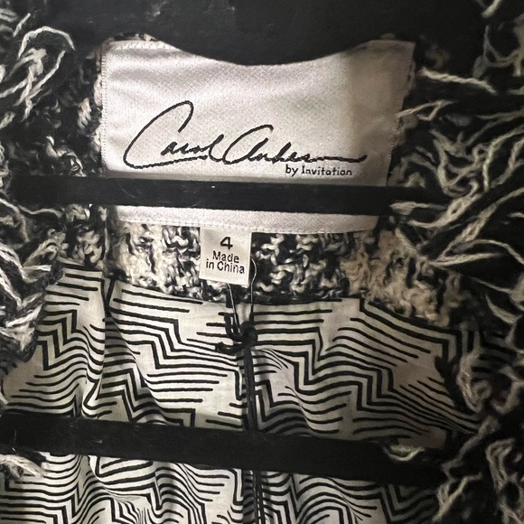 CABI | NWT Carol Anderson Love Carol black white tweed fringe blazer - Picture 7 of 14